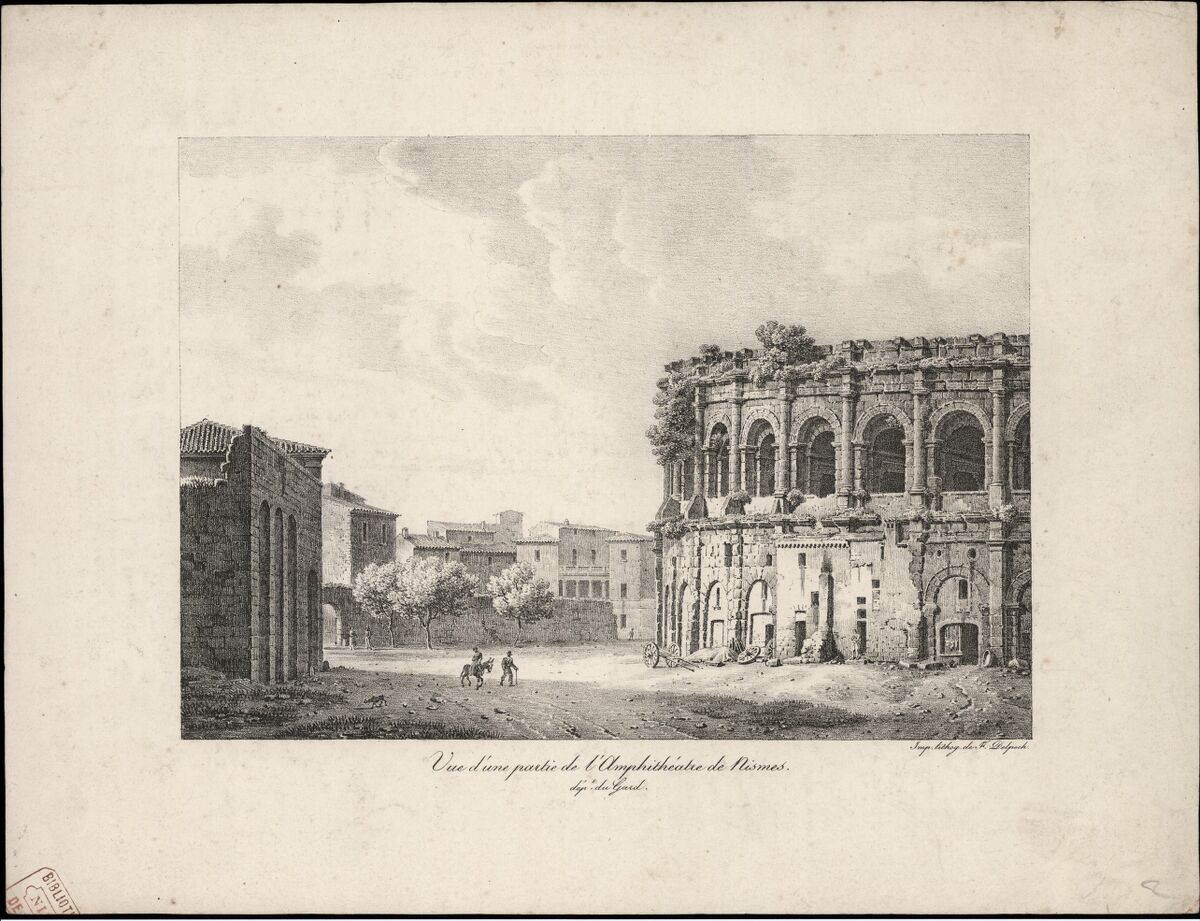 Vue d'une partie de l'Amphithéatre de Nismes. dép.t du Gard