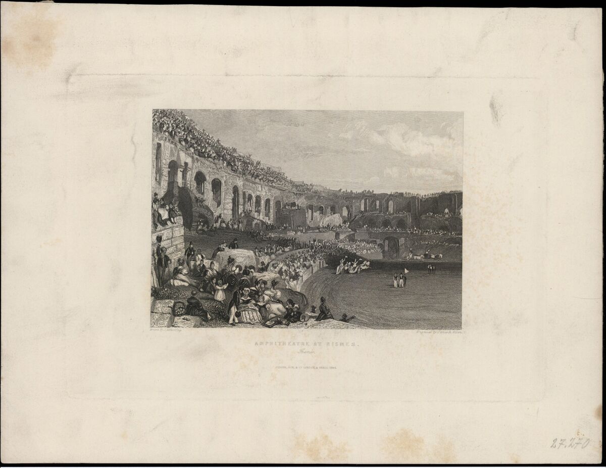 Amphitheatre at Nismes / Drawn by J. D. Harding ; Engraved by James B. Allen