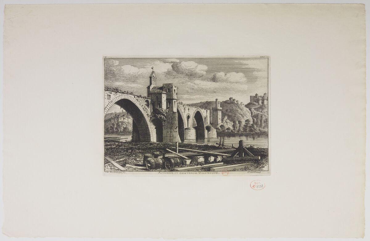 Avignon et chateau [sic] de Villeneuve : [estampe] ([2e état, eau-forte et pointe sèche]) / O de Rochebrune fec. 17 avril 1887