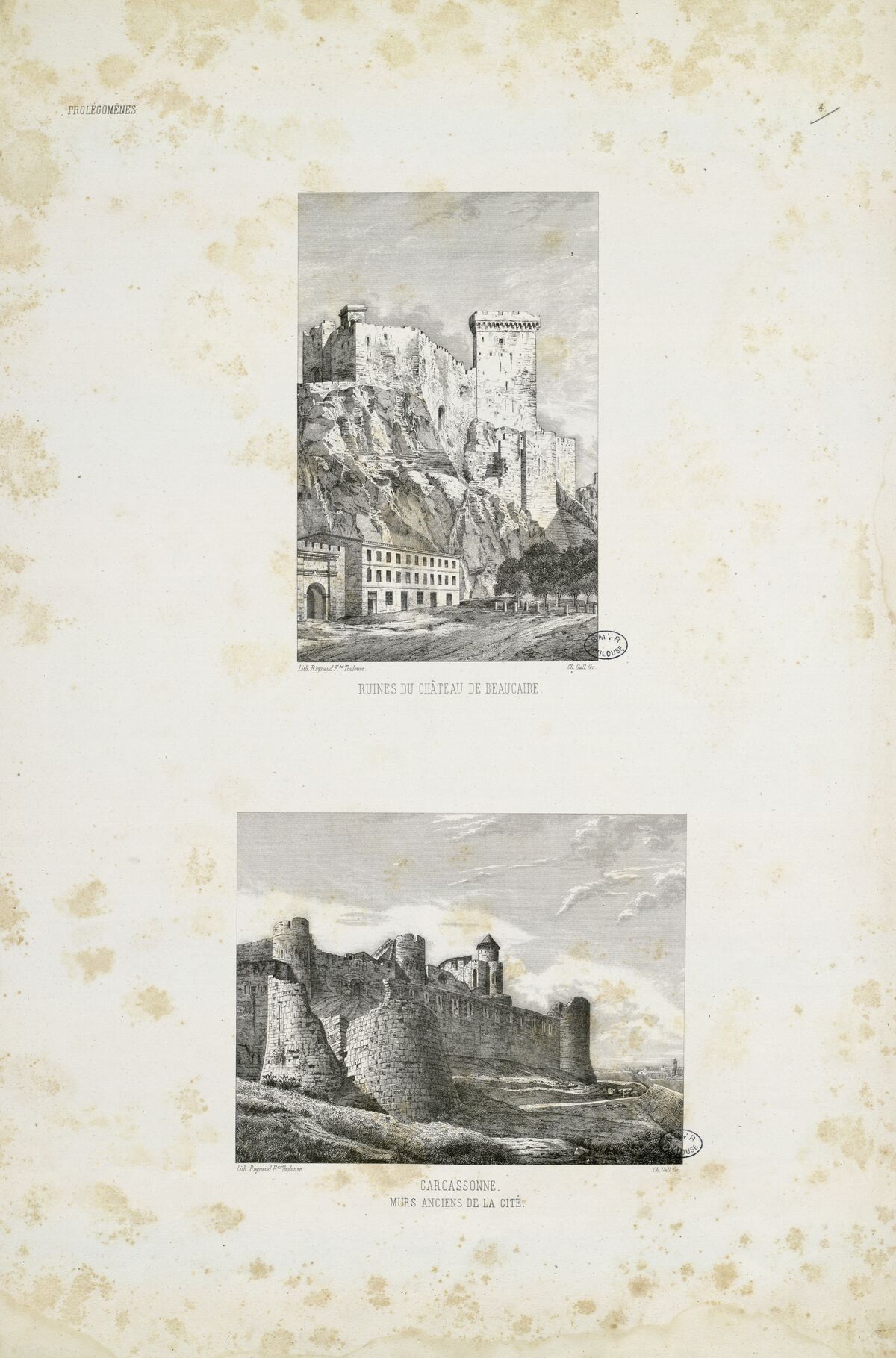 Ruines du Château de Beaucaire - Carcassonne, murs anciens de la Cité (t. I, n° 4)