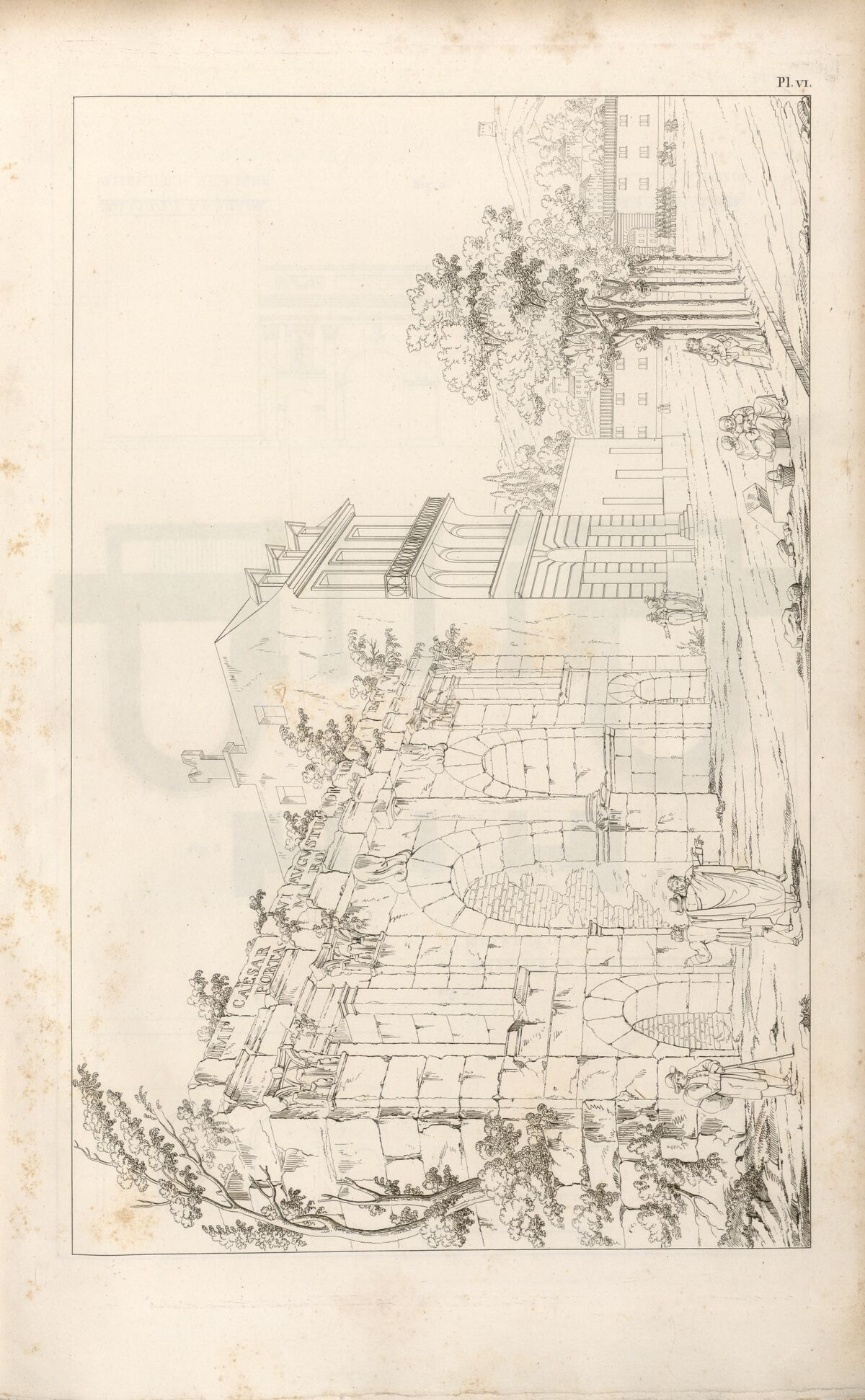 [Vue perspective de la porte Romaine] [Nîmes]