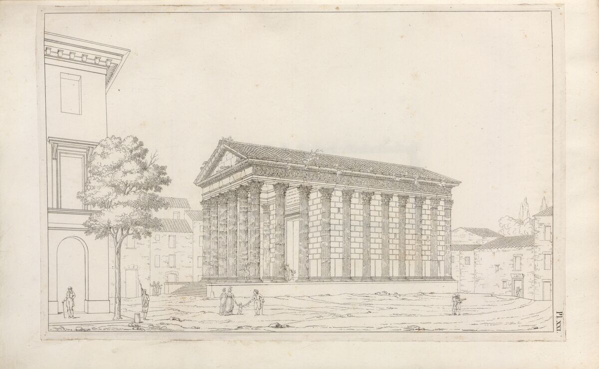 [Vue perspective de la Maison Carrée, prise au nord-ouest] [Nîmes]