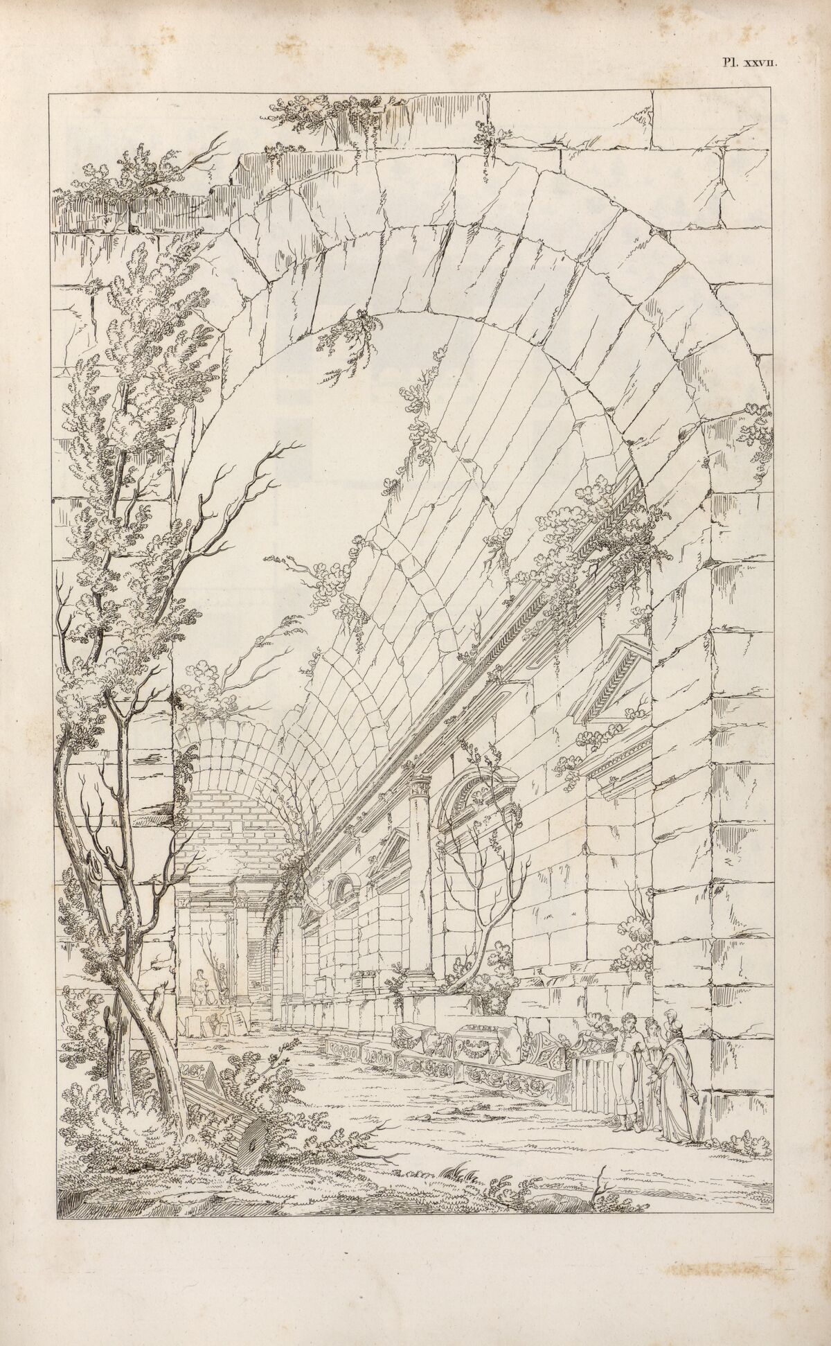 [Vue perspective de l'intérieur du Panthéon ou Temple de Diane] [Nîmes]