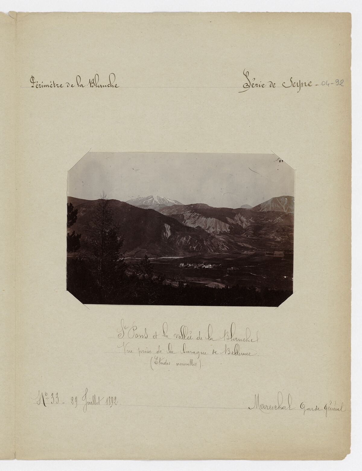 Vallée de la Blanche (vue d'ensemble de la vallée et du village de Saint-Pons), vue prise de la baraque de Bellevue / Mareschal