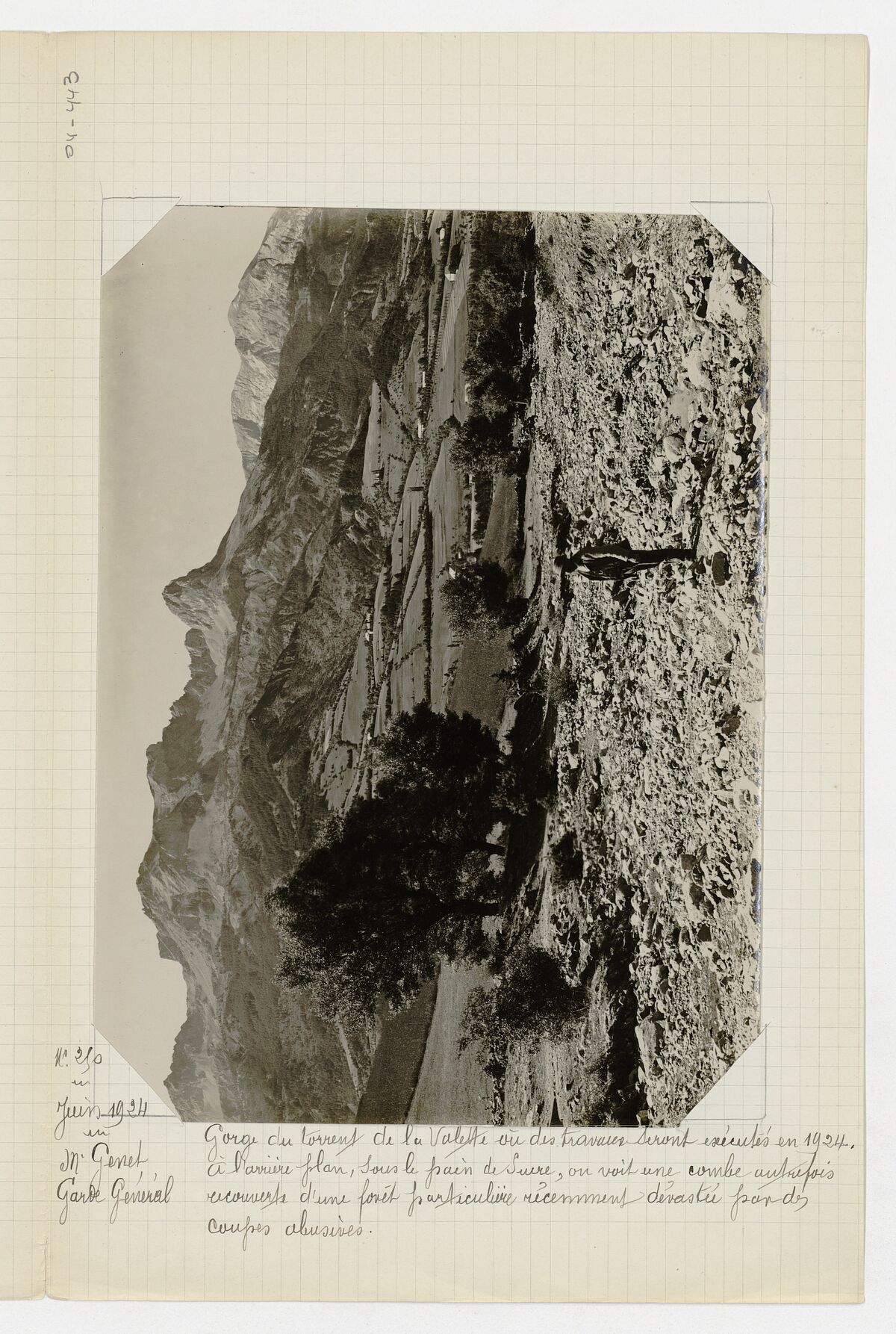 Torrent de la Valette (dégâts sur le pont du chemin de grande communication à l'automne 1923, gorge du torrent) / Genet