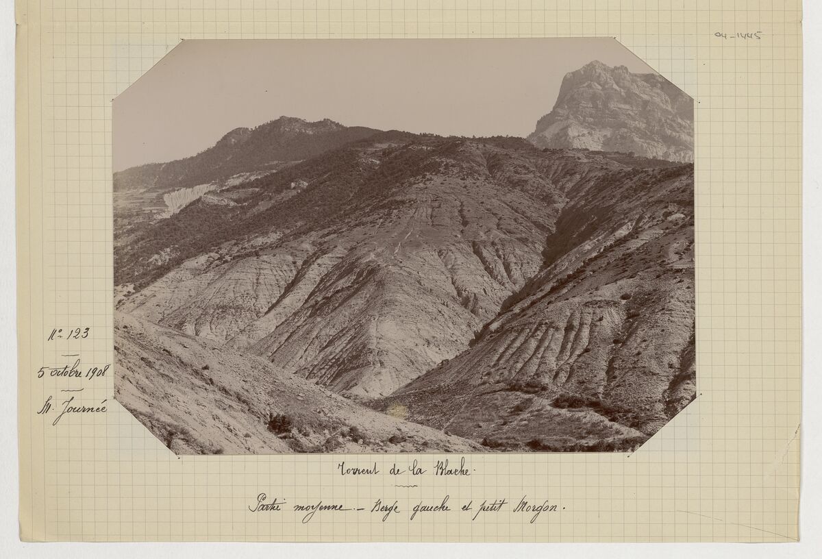 Torrent de la Blache (berges droite et gauche, bassin de réception supérieur, vue d'ensemble du torrent et cône) / Journée