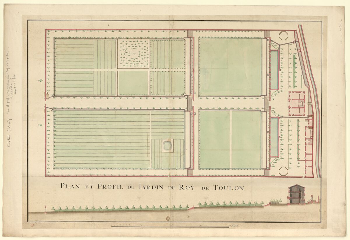 Plan et profil du Jardin du Roy à Toulon [Hôtel du Gouverneur] : [dessin] / [Agence Robert de Cotte]
