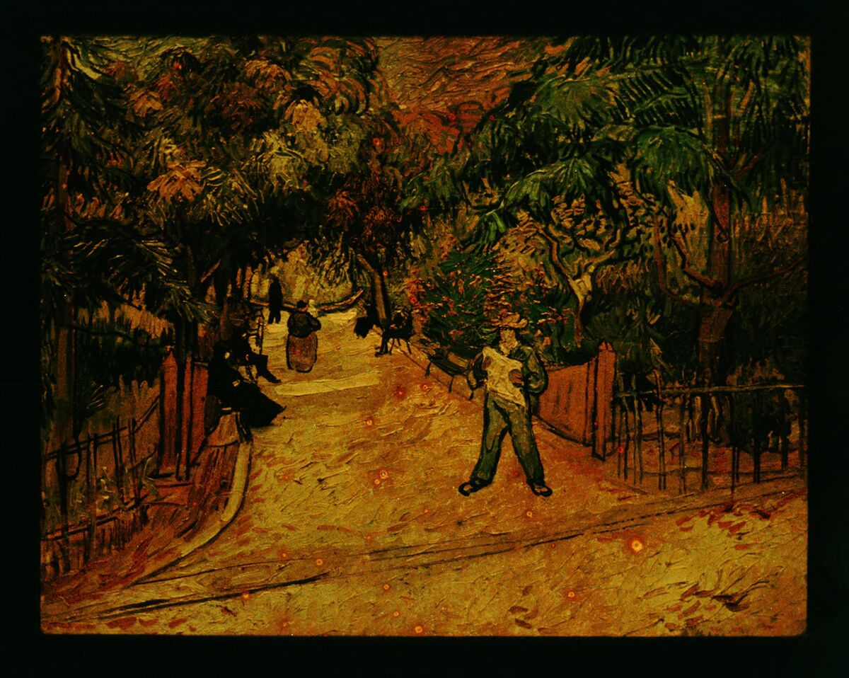 ["L'entrée du jardin public à Arles" (1888) par Vincent Van Gogh] : [photographie] / [non identifié]