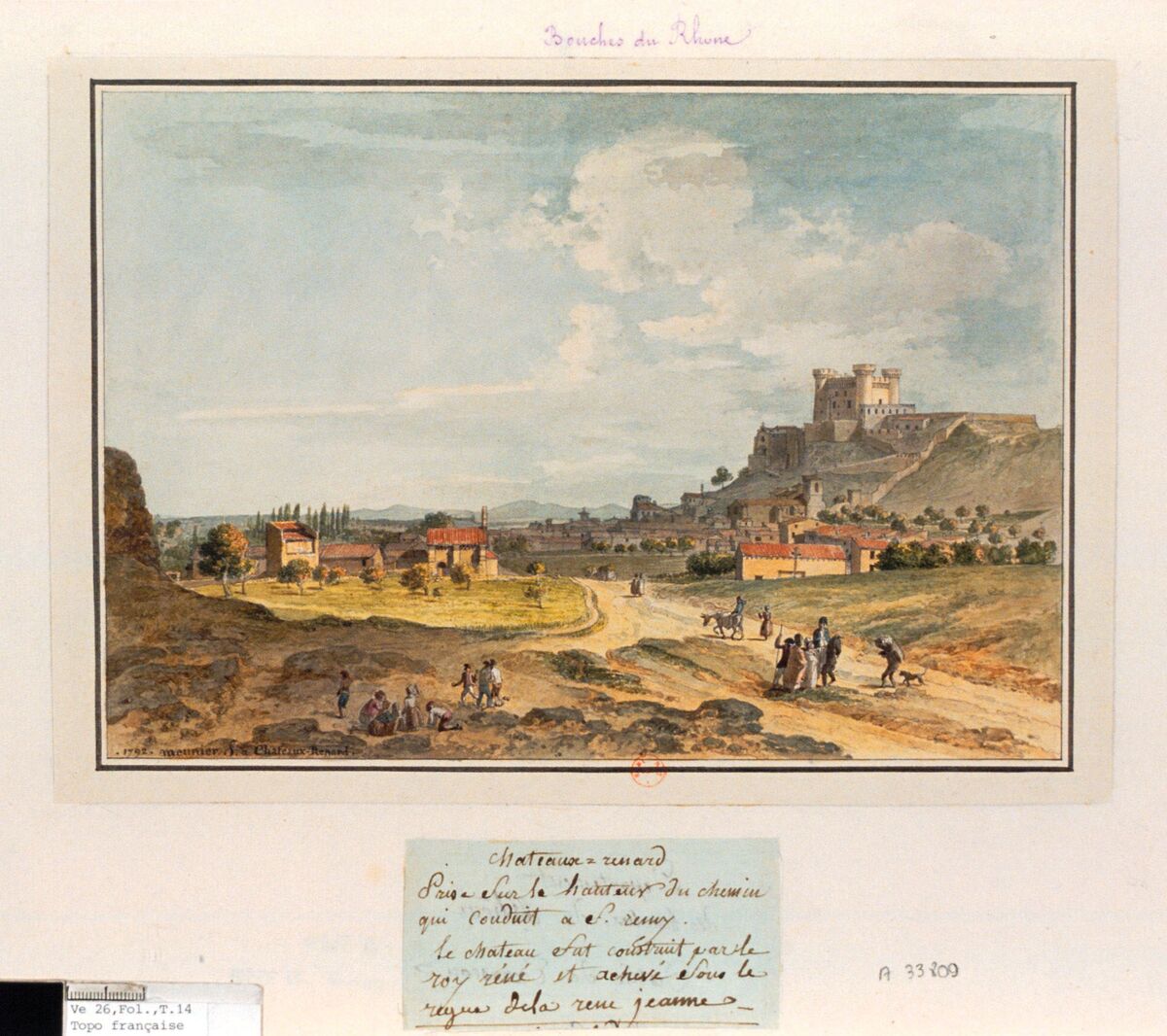 Chateaux-renard. Prise Sur la hauteur du chemin qui conduit a S. remy ... : [dessin] / 1792 meunier f. a Chateaux-Renard
